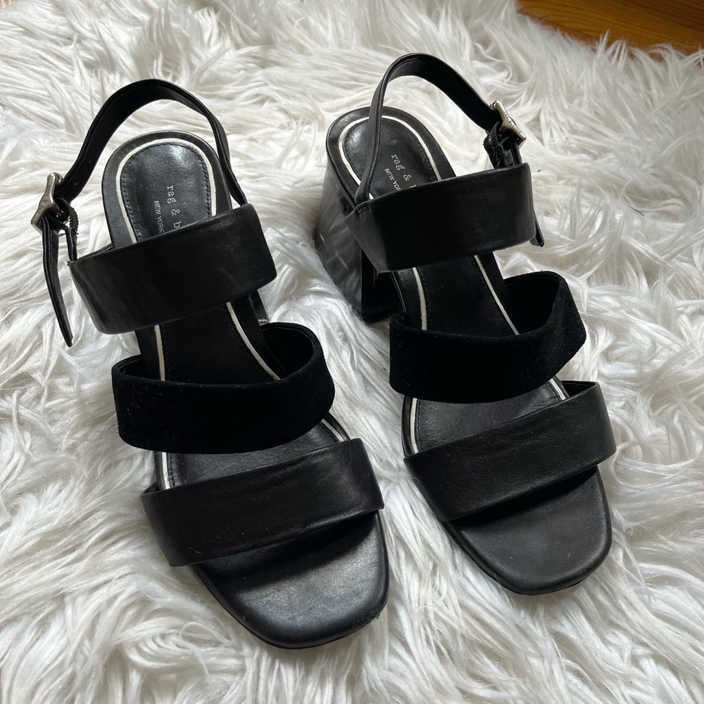 Rag & Bone sandals in black leather and suede